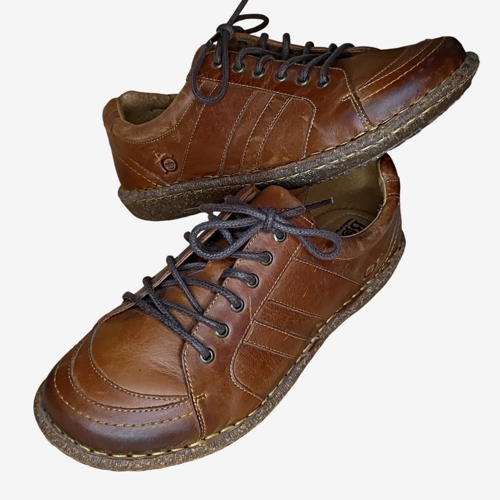 Born Melissa Leather Casual Sneakers Womens 9 Brown Lace Up Comfort Shoes